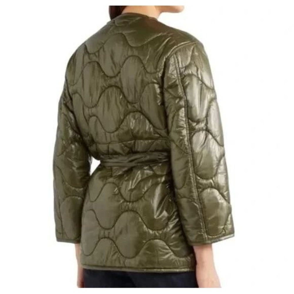 Nili Lotan N.L. Varick Jacket Women M Army Green Quilted Liner 7 oz Made in USA - Picture 2 of 2
